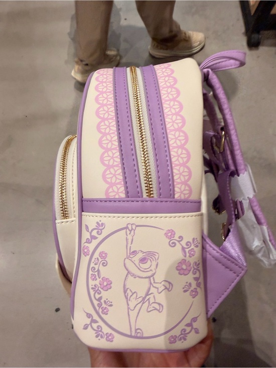 New Disney Loungefly Tangled Rapunzel Pascal Floral Mini Backpack